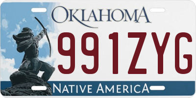 OK license plate 991ZYG