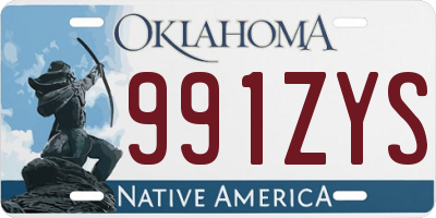 OK license plate 991ZYS