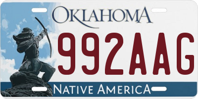 OK license plate 992AAG