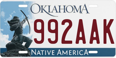 OK license plate 992AAK