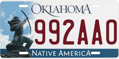 OK license plate 992AAO