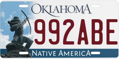 OK license plate 992ABE