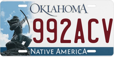 OK license plate 992ACV