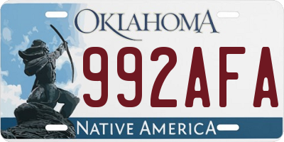 OK license plate 992AFA