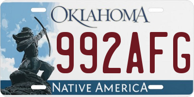 OK license plate 992AFG