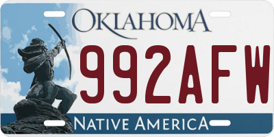 OK license plate 992AFW