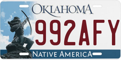 OK license plate 992AFY