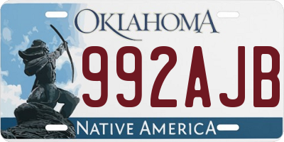 OK license plate 992AJB