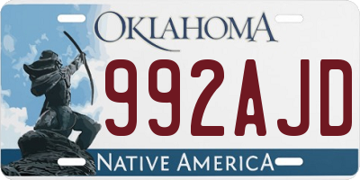 OK license plate 992AJD