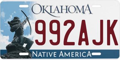 OK license plate 992AJK