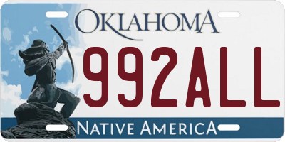 OK license plate 992ALL