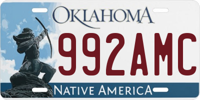 OK license plate 992AMC