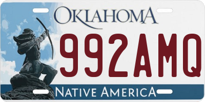 OK license plate 992AMQ