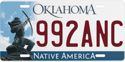 OK license plate 992ANC