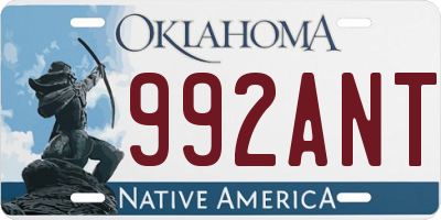 OK license plate 992ANT