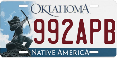 OK license plate 992APB