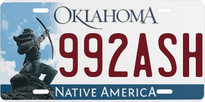 OK license plate 992ASH