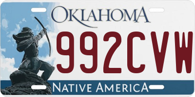 OK license plate 992CVW