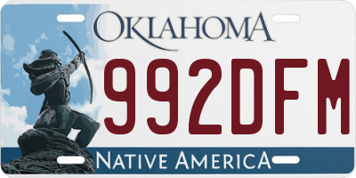 OK license plate 992DFM