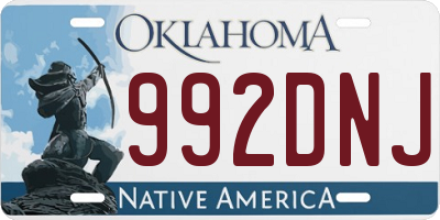 OK license plate 992DNJ