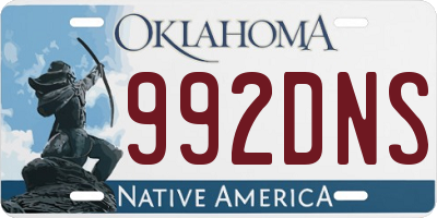 OK license plate 992DNS