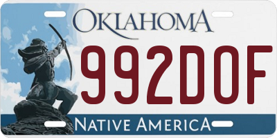 OK license plate 992DOF