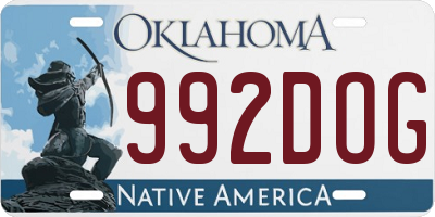 OK license plate 992DOG