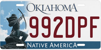 OK license plate 992DPF