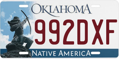 OK license plate 992DXF