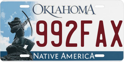 OK license plate 992FAX