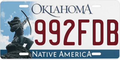 OK license plate 992FDB
