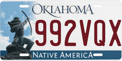 OK license plate 992VQX