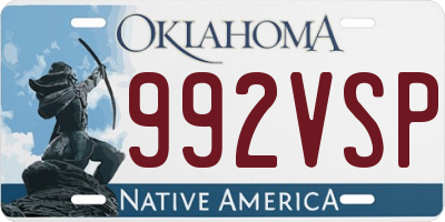 OK license plate 992VSP