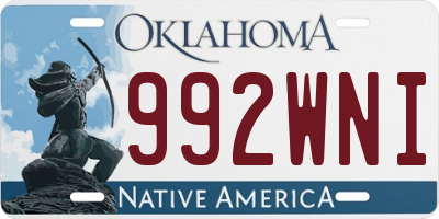 OK license plate 992WNI