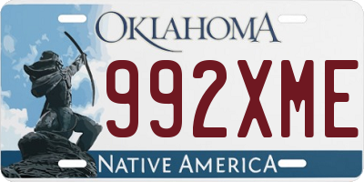 OK license plate 992XME