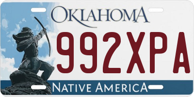 OK license plate 992XPA