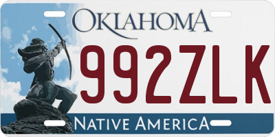 OK license plate 992ZLK