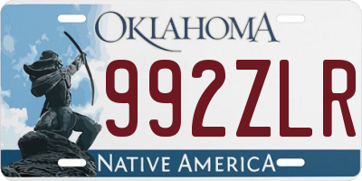OK license plate 992ZLR