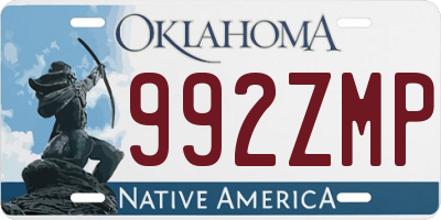 OK license plate 992ZMP