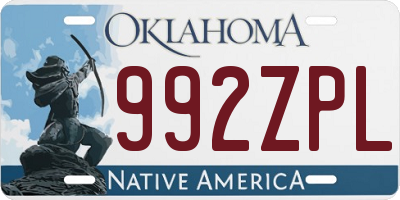 OK license plate 992ZPL