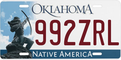 OK license plate 992ZRL
