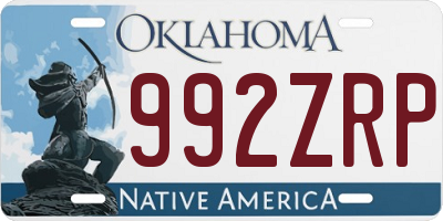 OK license plate 992ZRP