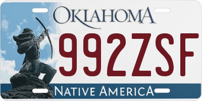 OK license plate 992ZSF