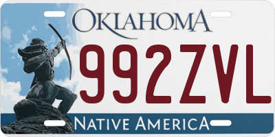 OK license plate 992ZVL