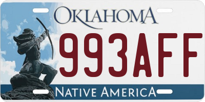 OK license plate 993AFF