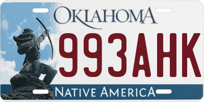 OK license plate 993AHK