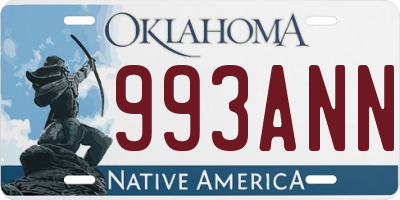 OK license plate 993ANN