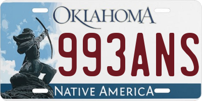OK license plate 993ANS