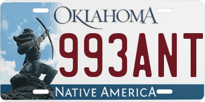 OK license plate 993ANT