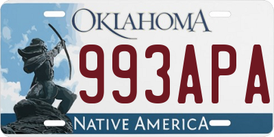 OK license plate 993APA